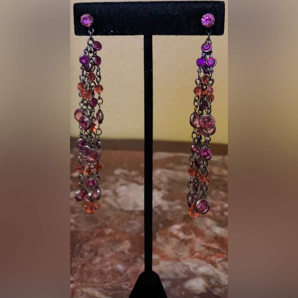 Long Beaded Chain Earrings 3.5”
